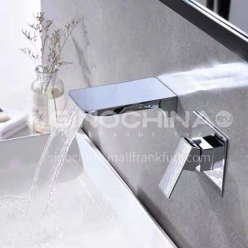 Hidden wall-mounted chrome waterfall washbasin faucet fc002